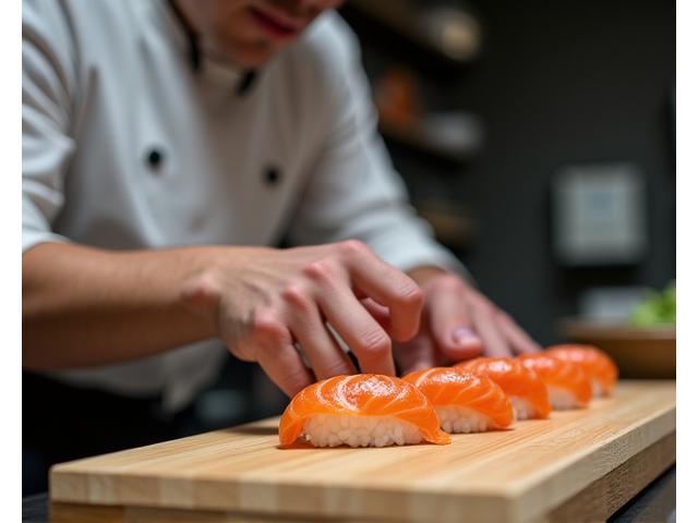 스시 겐 셰프가 에도마에 스시를 만드는 모습