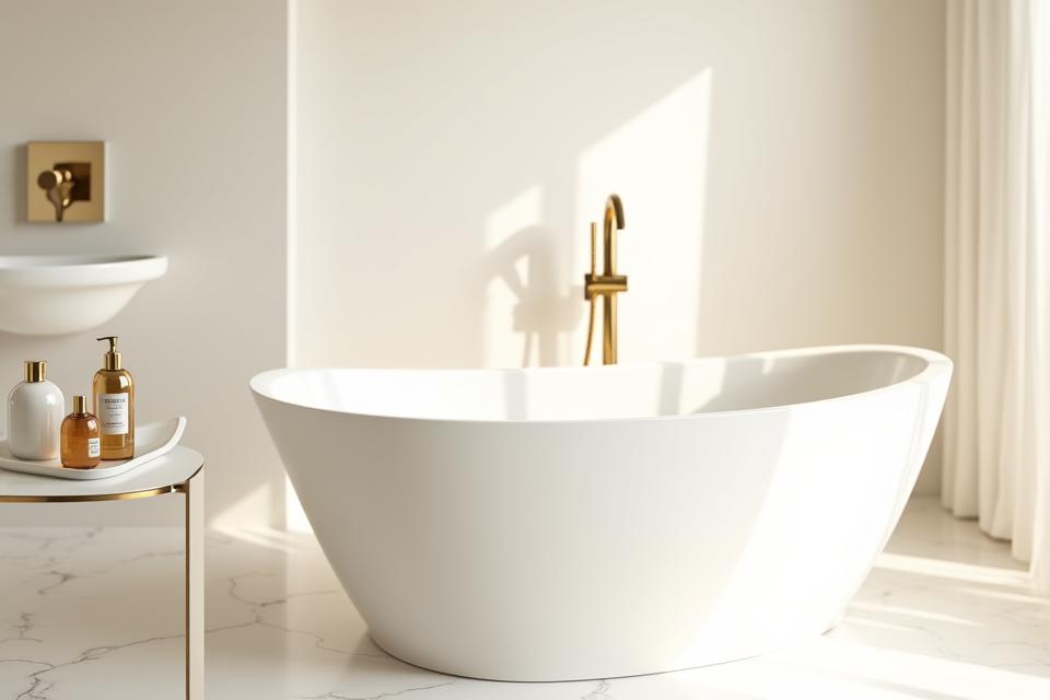 스위트룸 내 대형 고급 욕조와 레인 샤워 시설을 갖춘 스파 욕실